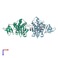 PDB entry 2dkg coloured by chain, top view.