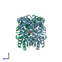 PDB entry 2dkj coloured by chain, side view.
