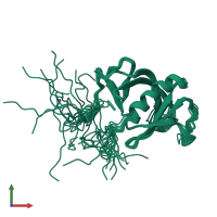 PDB entry 2dkp coloured by chain, ensemble of 20 models, front view.