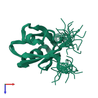 PDB entry 2dkr coloured by chain, ensemble of 20 models, top view.