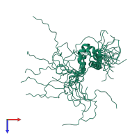 PDB entry 2dl0 coloured by chain, ensemble of 20 models, top view.