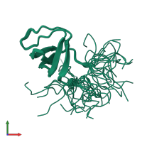 PDB entry 2dl5 coloured by chain, ensemble of 20 models, front view.