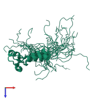 PDB entry 2dl6 coloured by chain, ensemble of 20 models, top view.