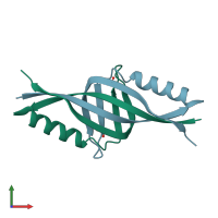 PDB entry 2dlb coloured by chain, front view.