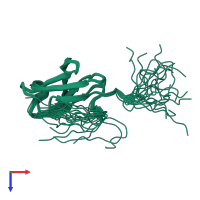 PDB entry 2dlg coloured by chain, ensemble of 20 models, top view.