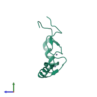 Monomeric assembly 1 of PDB entry 2dlk coloured by chemically distinct molecules, side view.