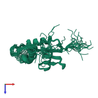 PDB entry 2dll coloured by chain, ensemble of 20 models, top view.