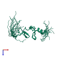 PDB entry 2dlo coloured by chain, ensemble of 20 models, top view.