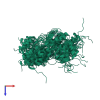 PDB entry 2dlq coloured by chain, ensemble of 20 models, top view.