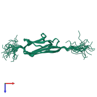 PDB entry 2dlt coloured by chain, ensemble of 20 models, top view.