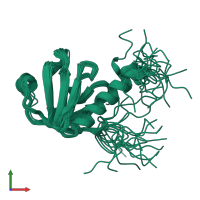 PDB entry 2dlw coloured by chain, ensemble of 20 models, front view.