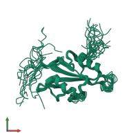 PDB entry 2dm0 coloured by chain, ensemble of 20 models, front view.