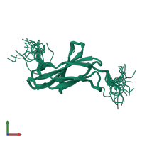 PDB entry 2dm4 coloured by chain, ensemble of 20 models, front view.