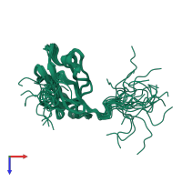 PDB entry 2dm8 coloured by chain, ensemble of 20 models, top view.