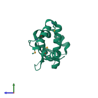 PDB entry 2dma coloured by chain, side view.