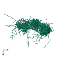 PDB entry 2dmd coloured by chain, ensemble of 20 models, top view.