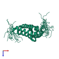 PDB entry 2dme coloured by chain, ensemble of 20 models, top view.