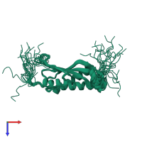PDB entry 2dmf coloured by chain, ensemble of 20 models, top view.