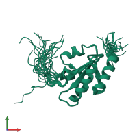 PDB entry 2dml coloured by chain, ensemble of 20 models, front view.
