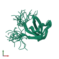 PDB entry 2dmo coloured by chain, ensemble of 20 models, front view.