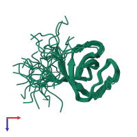 PDB entry 2dmo coloured by chain, ensemble of 20 models, top view.