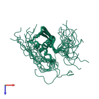 PDB entry 2dmy coloured by chain, ensemble of 20 models, top view.