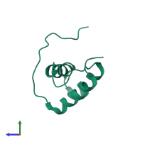Zinc fingers and homeoboxes protein 3 in PDB entry 2dn0, assembly 1, side view.