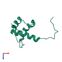 Zinc fingers and homeoboxes protein 3 in PDB entry 2dn0, assembly 1, top view.