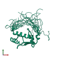 PDB entry 2dn4 coloured by chain, ensemble of 20 models, front view.