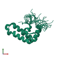 PDB entry 2dn9 coloured by chain, ensemble of 20 models, front view.