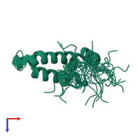 PDB entry 2dn9 coloured by chain, ensemble of 20 models, top view.