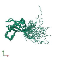 PDB entry 2dnl coloured by chain, ensemble of 20 models, front view.