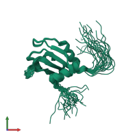 PDB entry 2dnn coloured by chain, ensemble of 20 models, front view.