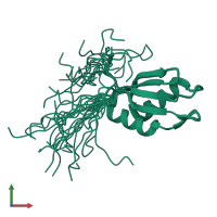 PDB entry 2dnp coloured by chain, ensemble of 20 models, front view.