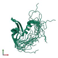 PDB entry 2dnt coloured by chain, ensemble of 20 models, front view.