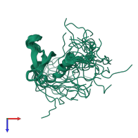 PDB entry 2dnt coloured by chain, ensemble of 20 models, top view.