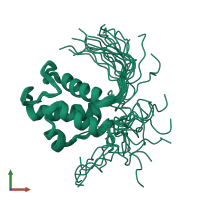 PDB entry 2dnw coloured by chain, ensemble of 20 models, front view.