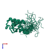 PDB entry 2dnw coloured by chain, ensemble of 20 models, top view.