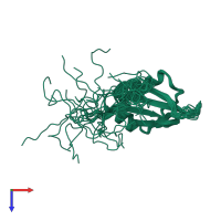 PDB entry 2dny coloured by chain, ensemble of 20 models, top view.