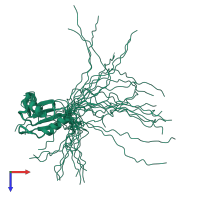 PDB entry 2do0 coloured by chain, ensemble of 20 models, top view.