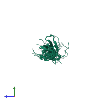 PDB entry 2doc coloured by chain, ensemble of 20 models, side view.