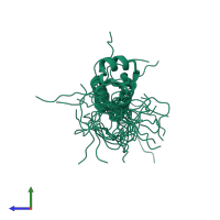 PDB entry 2doe coloured by chain, ensemble of 20 models, side view.