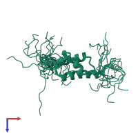 PDB entry 2doe coloured by chain, ensemble of 20 models, top view.