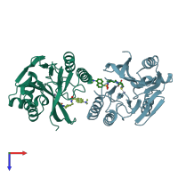 PDB entry 2doo coloured by chain, top view.