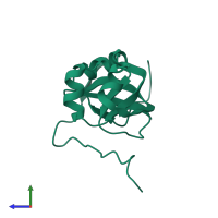 PDB entry 2dp9 coloured by chain, side view.