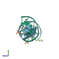 PDB entry 2dpb coloured by chain, side view.