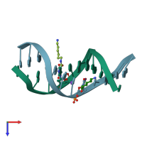 PDB entry 2dpb coloured by chain, top view.