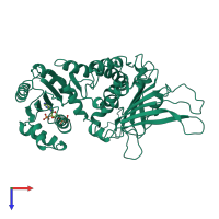 PDB entry 2dpg coloured by chain, top view.