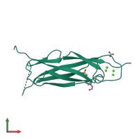 PDB entry 2dpk coloured by chain, front view.