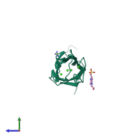 PDB entry 2dpk coloured by chain, side view.